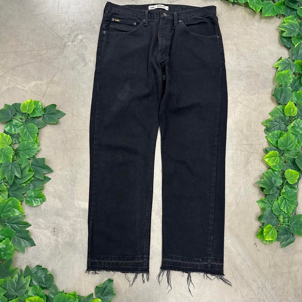 Lee Black Regular Fit Raw Hem Jeans